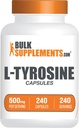 BulkSupplements.com L-Tyrosine 500mg Capsules - Tyrosine Supplement, Amino Acid Supplement - Gluten Free, 1 Capsule per Serving, 240 Capsules (Pack of 1)