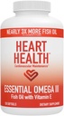 Hygiène du coeur Huile de poisson essentielle Omega 3 avec vitamine E - Supplément d'huile de poisson Omega 3 avec EPA et DHA - Softgels sans Burpless de Sardines et Anchovies - Non-OGM, sans gluten - 60 portions