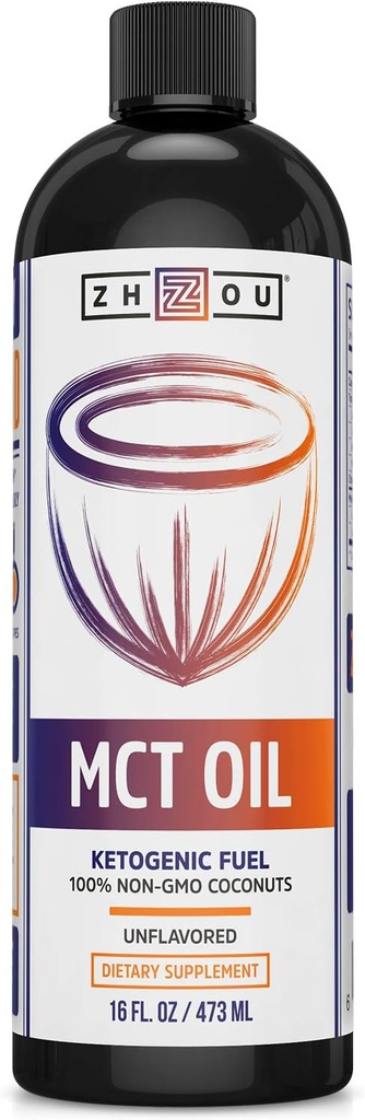 ZHOU MCT Huile : 52862 : Huile non aromatisée (Btl-Plastic) 16 oz
