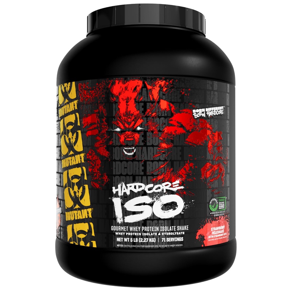 Mutant ISO Surge Whey Protéine Isolate Poudre agit rapidement pour aider à récupérer, construire le muscle, le vrac et la force, 5 lb - Strawberry Milkshake