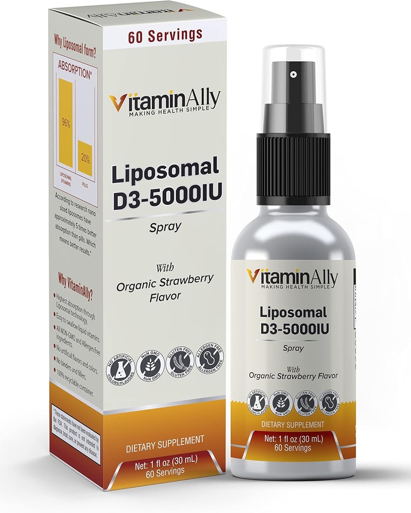 Vitamine liquide liposomale D3-5000IU Spray. 2 mois d'approvisionnement.