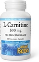 Natural Factors, L-Carnitine 500 mg, Energy Support, 60 Capsules (60 Servings)