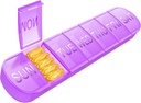 Organisateur hebdomadaire de pilules 1 fois par jour, boîte à pilules 7 jours Extra Large Compartiments Porte-vitamine, Conteneur quotidien de pilules 7 jours XL Distributeur de médicaments pour l'huile de poisson (Purple)