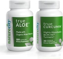 NatureCity Joint Support Bundle| True-Aloe Made with Organic AloeVera, 120 Capsules + True-Curcumin with 500mg of Highly Absorbable BCM-95 Curcumin + Turmeric Essential Oil, 30 Capsules
