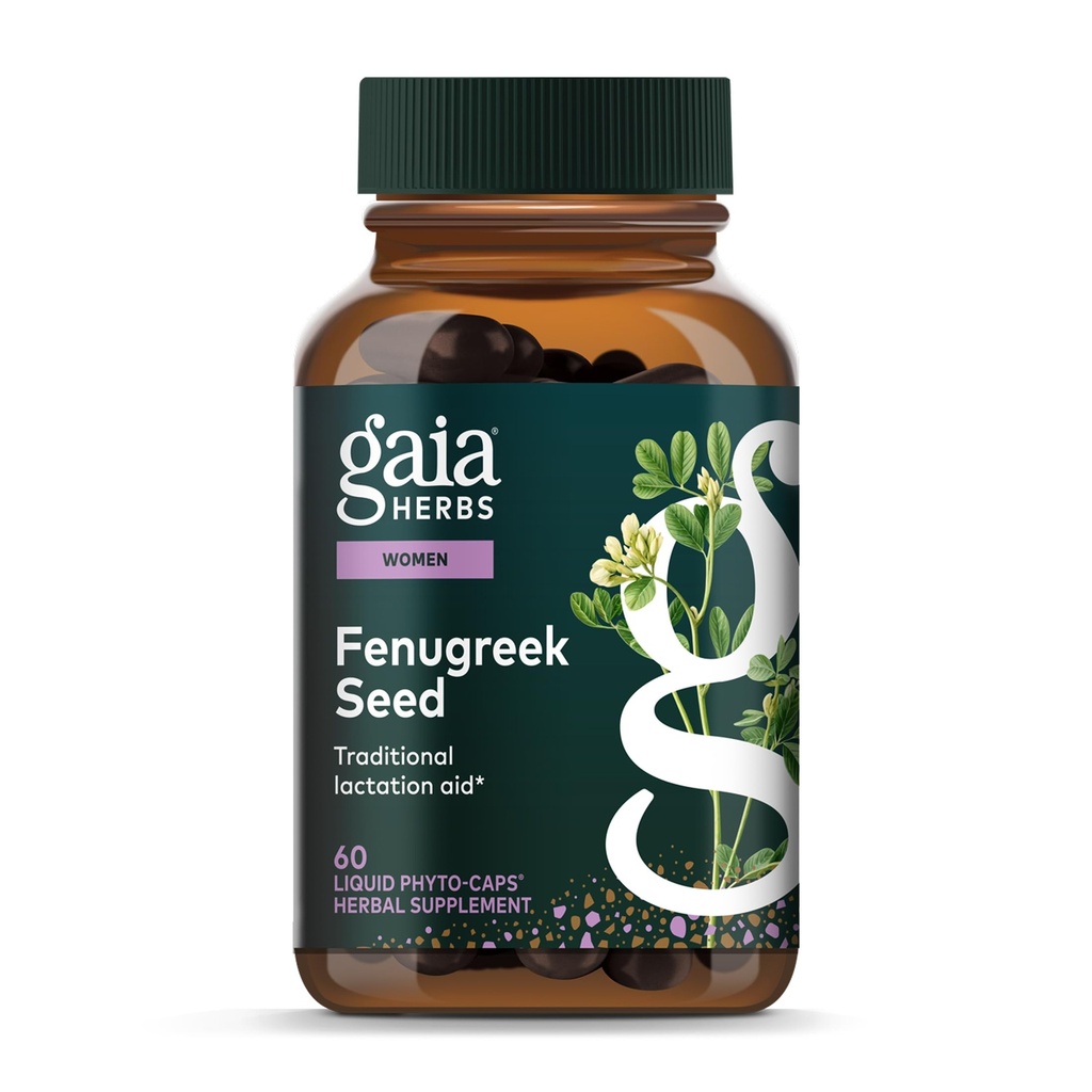 Graines de fénugreek de Gaia Herbs - aide à soutenir une lactation saine et la production de lait maternel* - fabriqué avec des graines de fénugreek biologique - 60 capsules de phytosules liquides végétaliens (jusqu'à 15 jours)