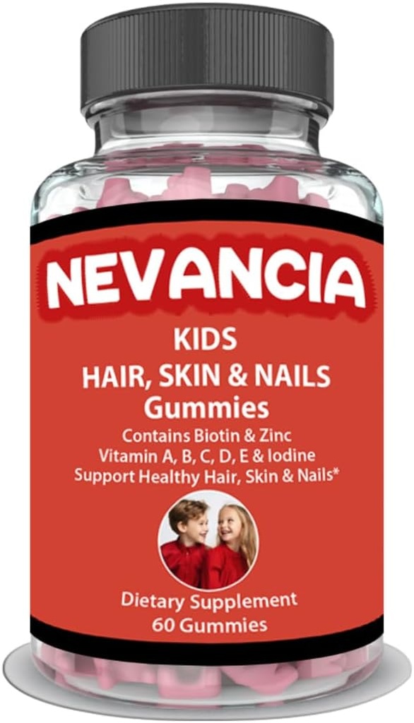 Les cheveux, la peau et les ongles des enfants Gommies contiennent de la biotine, des vitamines B, vitamine C, zinc, 60 gommies délicieuses, aider à renforcer les ongles, faire pousser les cheveux plus sains, donner à la peau des enfants un coup naturel