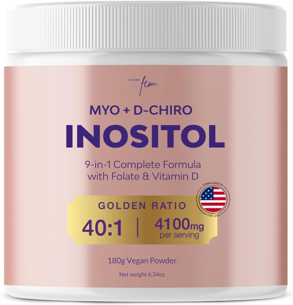 QSTA Myo-Inositol & D-Chiro Inositol Supplément pour femmes 4100mg (40:1 Ratio) – 9-en-1 Hormonal & Metabolic Support avec PCOS Multivitamines. Supplément en poudre d'inositol pour équilibre hormonal