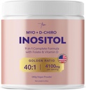 QSTA Myo-Inositol & D-Chiro Inositol Supplément pour femmes 4100mg (40:1 Ratio) – 9-en-1 Hormonal & Metabolic Support avec PCOS Multivitamines. Supplément en poudre d'inositol pour équilibre hormonal