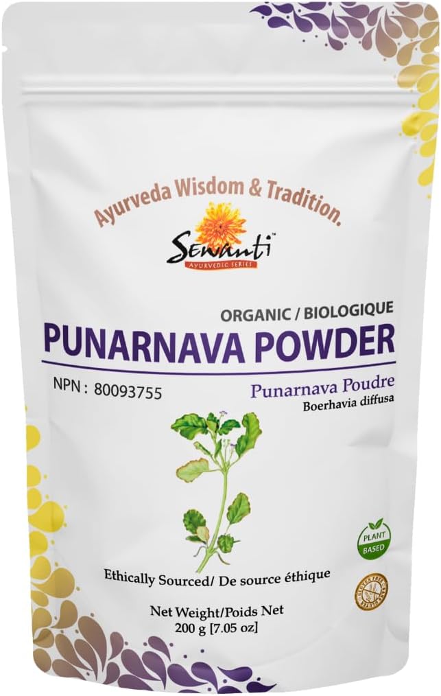 Poudre de punarnava biologique Sewanti - supplément de bien-être ayurvédique - soutient la santé du foie et le système immunitaire - 200g