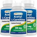 Meilleurs naturels Acétyl L-Carnitine (ALCAR) 500mg, 120 Capsules, 120 portions - Sans OGM et sans gluten, 1 gélule par portion (3emballage)