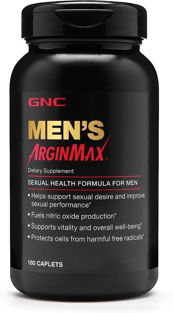 GNC Mens Arginmax Sexual Health Supplément pour les hommes, 180 Compte, soutient le flux sanguin et la vitalité