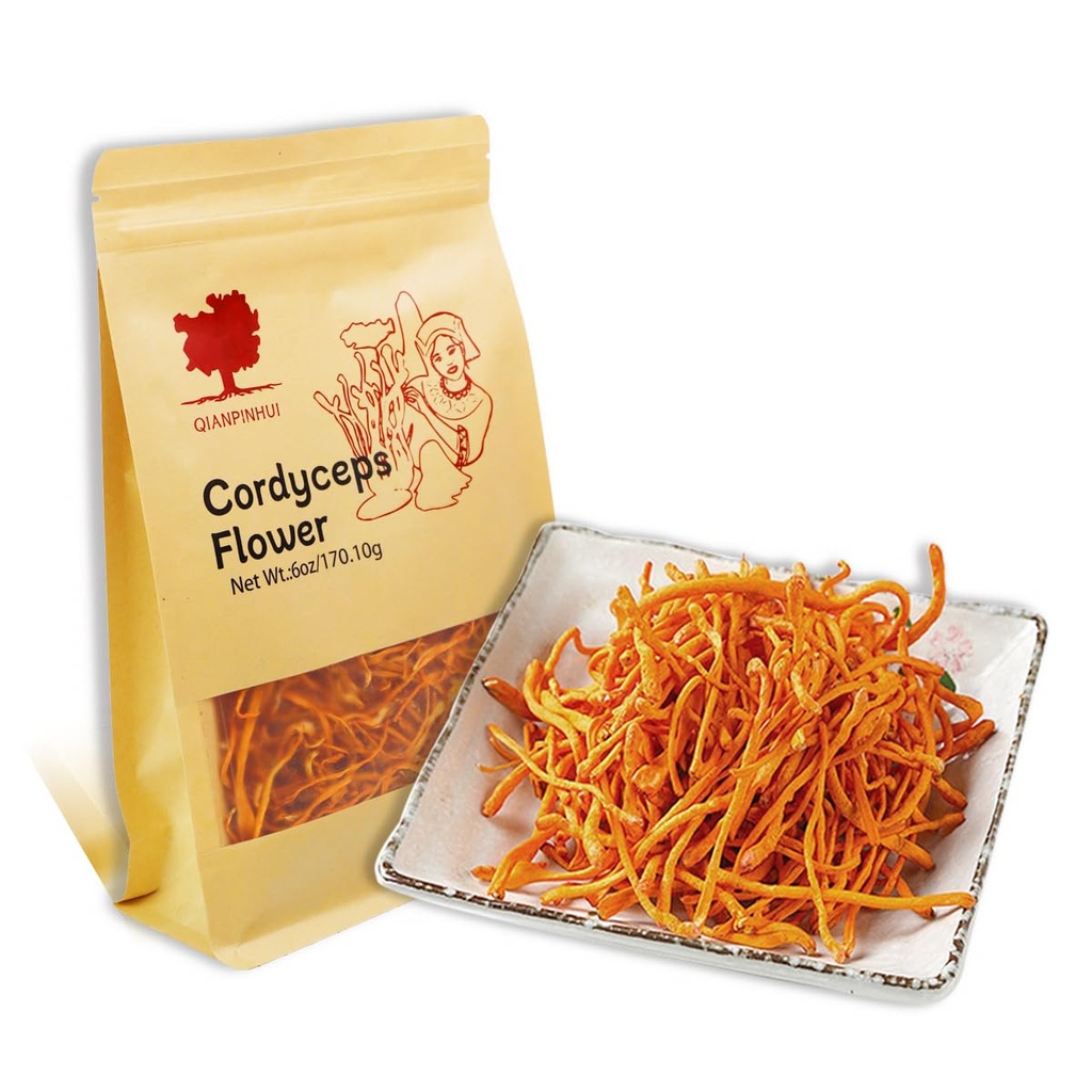 QIANPINHUI Cordyceps fleur entièrement séché Cordyceps Champignon 6oz - aide à réduire la fatigue, augmenter l'énergie pour la soupe/cuisson/refroidissement/Tea making