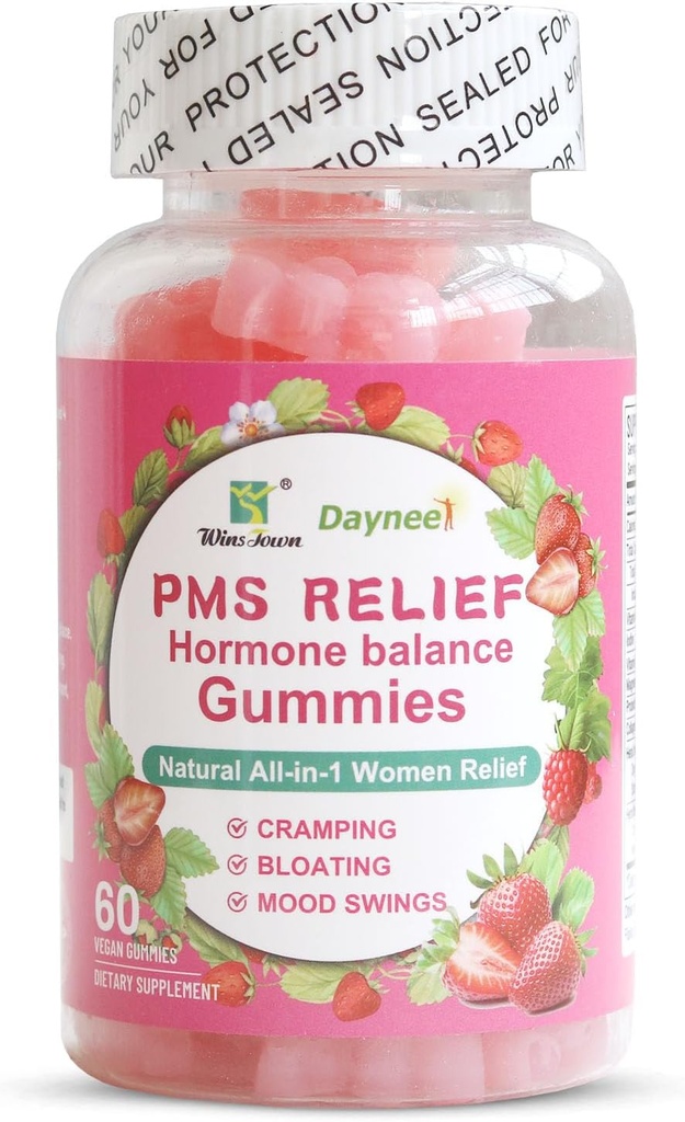 PMS Relief Hormone Balance Gummies, Crampe menstruelle Relief & Ménopausal Support, 60 Comte