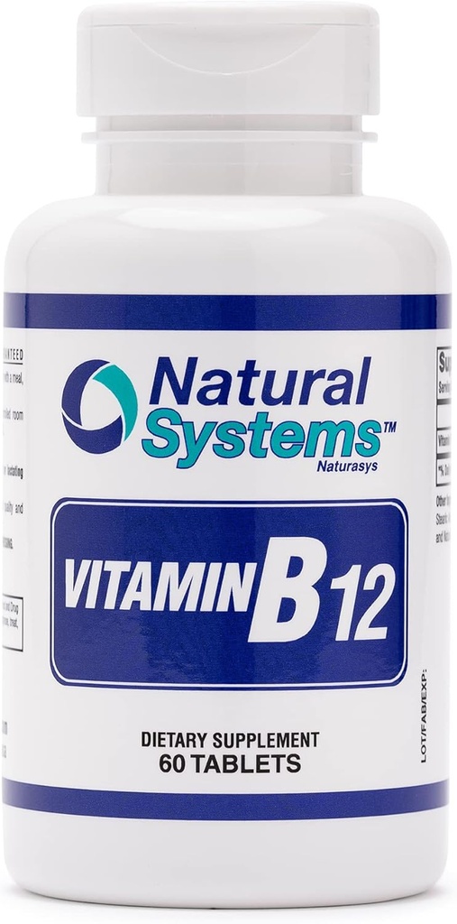 Vitamine B12 60 Comprimés 1000 mcg par systèmes naturels - B12 Vitamines 1000mg pour adultes aide à stimuler la mémoire* - Vitamine B12 1000 mcg pour une bonne digestion* - Vitamine B12 Soutien au métabolisme énergétique*
