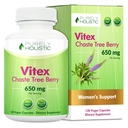 Purely Holistic Chasteberry Vitex Supplément 650mg - 4 mois d'approvisionnement 120 Capsules Vegan Agnus-Castus Chaste Tree Berry Capsules soutient l'équilibre hormonal normal pour les femmes