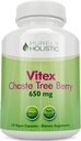 Purely Holistic Chasteberry Vitex Supplément 650mg - 4 mois d'approvisionnement 120 Capsules Vegan Agnus-Castus Chaste Tree Berry Capsules soutient l'équilibre hormonal normal pour les femmes