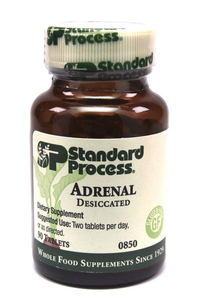 Processus standard- Support adrénal déshydraté / adrénal pour la production d'énergie, fonction du système immunitaire et la santé adrénale, sans gluten, 90 comprimés