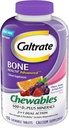 Caltrates à croquer 600 +D3 Plus Minéraux Calcium et vitamine D, sans sucre, cerise, orange et punch de fruits, 155 nombre