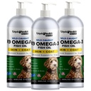 Animaux de santé liquides K9 Omega 3 Huile de poisson pour chiens - Liquid Omega 3 Supplément pour animaux de compagnie avec EPA + DPA + DHA - Réduire les démangeaisons et l'échouement, les articulations de soutien, l'immunité, le cerveau, la santé cardiovasculaire - USA Made (3 Pack)