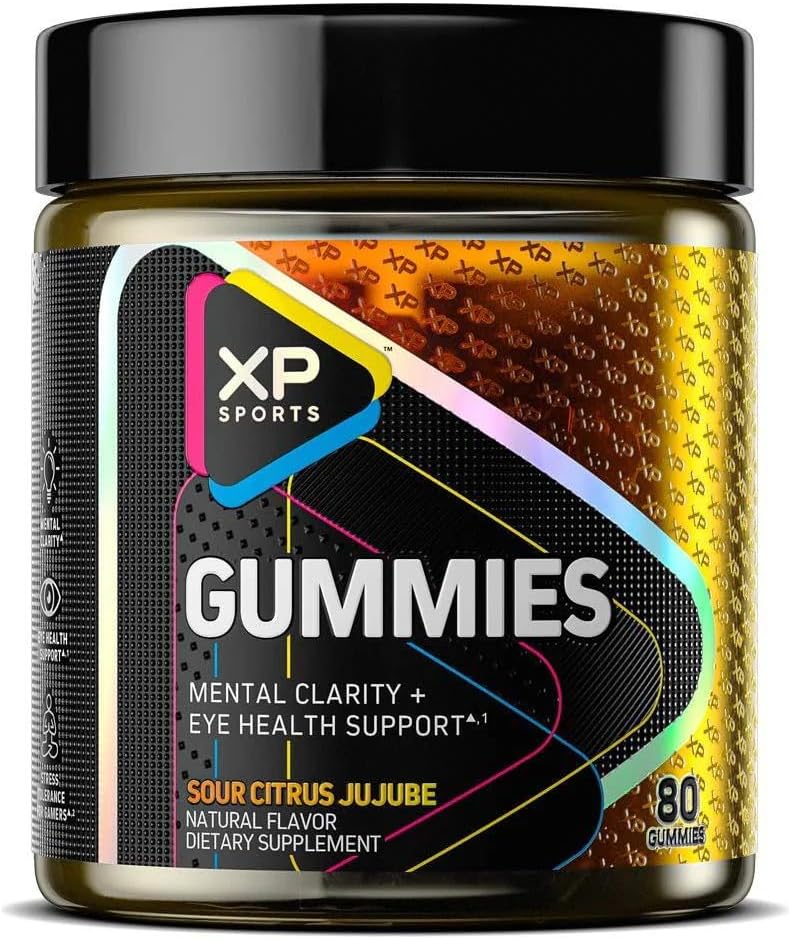 Gommies sport de performance – Clarté mentale et soutien de la santé oculaire, Citrus aigre Jujube Flavor, Cognitive Focus & Vision Care Supplément, 80 Gommies
