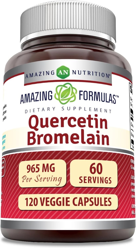Formules étonnantes Quercetin 800mg avec Bromelain 165mg, 120 Capsules de Veggie Supplément de non-OGM