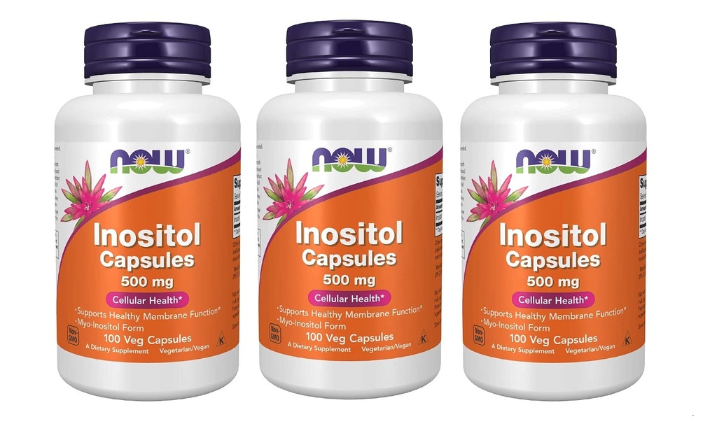 MAINTENANT Aliments Aliments Inositol 500mg,100 Capsules (paquet de 3)