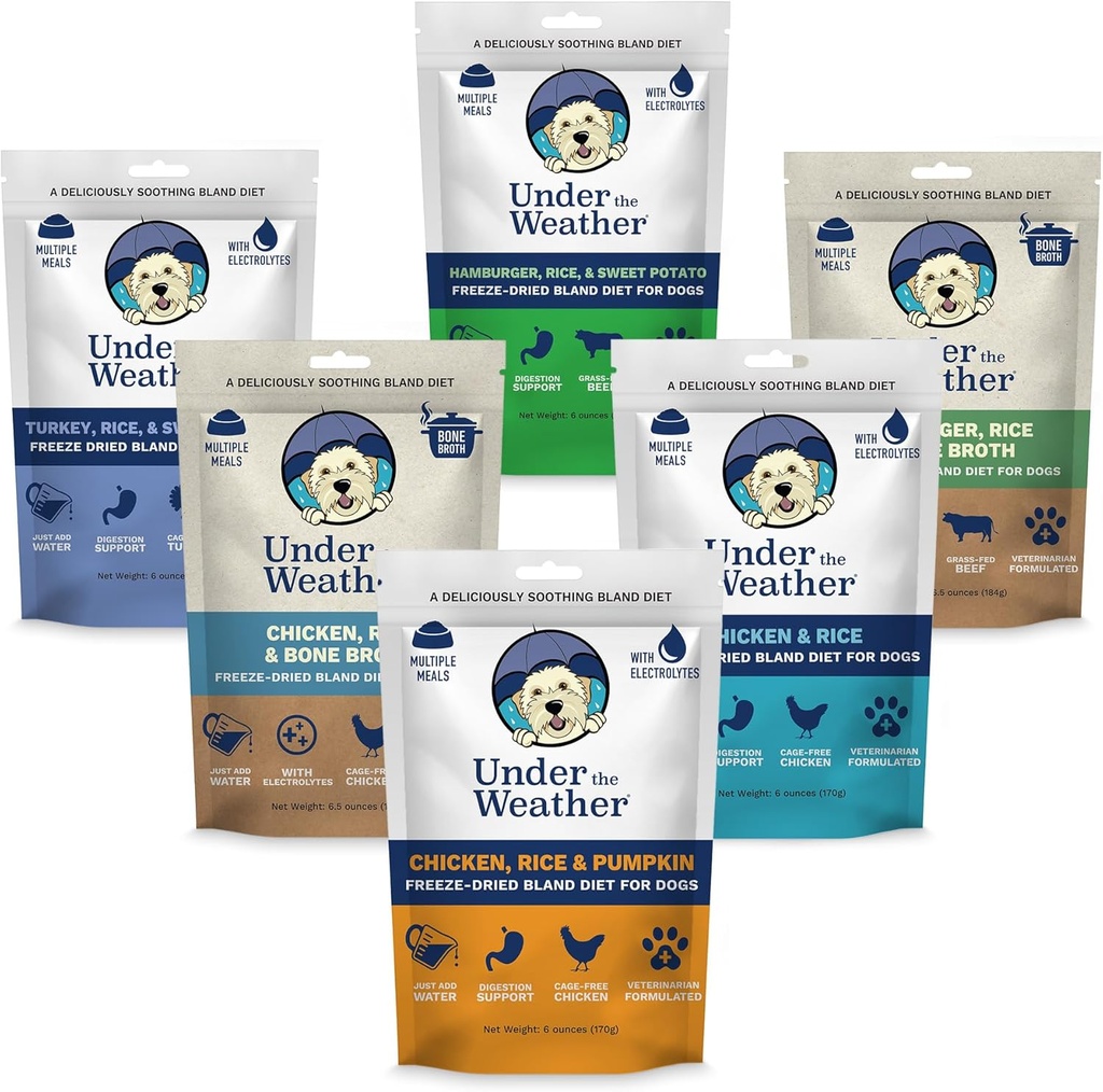 Sous la météo Bland Diet pour les chiens digester facile pour les chiens malades digester toujours être prêt digester contient des électrolytes - tous naturels congelés séchés 100% viandes de qualité humaine digest - Multiflavor - 6oz