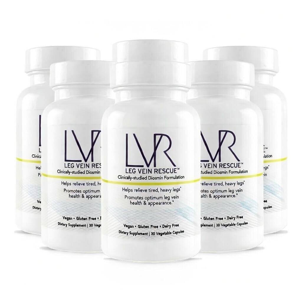 Diosmin cliniquement étudié Varicose vein and gigot Circulation Support 120 jours d'approvisionnement - Veines d'araignées et jambe Edema Relief Citrus Bioflavonoïdes Supplément santé naturelle (6 bouteilles)