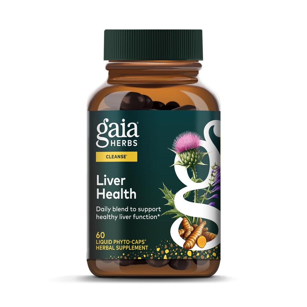 Gaia Herbs Foie Santé - Supplément hépatique avec le chardon de lait, racine curmérique avec Curcuminoids, Schisandra, et racine de réglisse pour le foie et le nettoyage soutien 60 Vegan liquide Phyto-Capsules(30 jours d'approvisionnement)