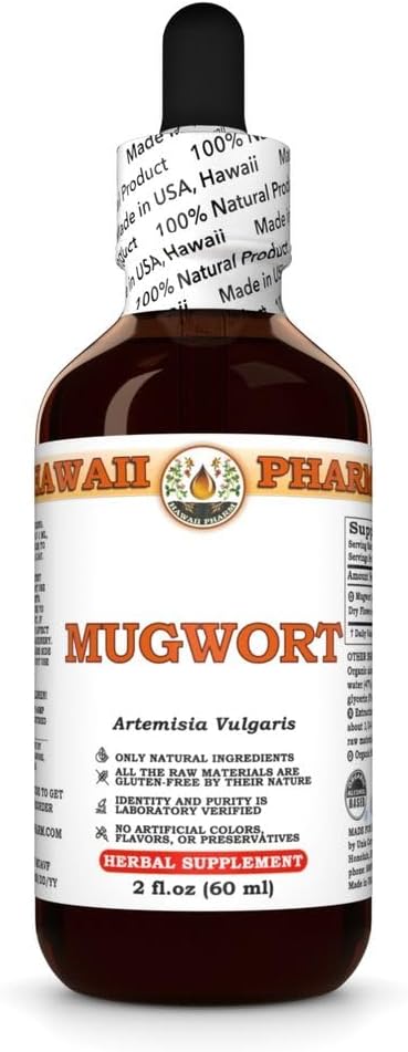 Hawaii Pharm Extrait de mugwort, Teinture pour stimuler l'énergie, soutient la relaxation, la digestion des facilité, favorise la fonction hépatique, encourage la circulation sanguine, améliore le sommeil - 2 fl.oz