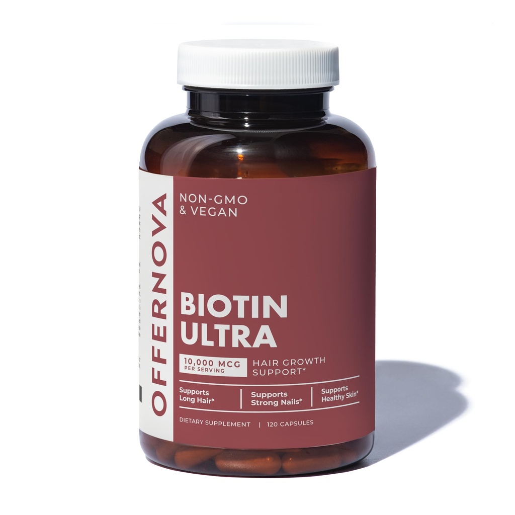 Offernova Biotin Ultra - Vitamines para el Cabello con Biotina - Pastillas para Crecimiento del Pelo y Barba
