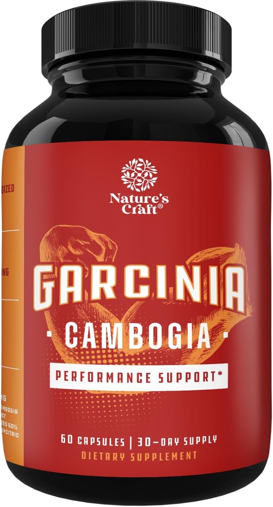 Gélules fortes d'extrait de Garcinia Cambogia avec 60% HCA - Supplément de perte de poids de Garcinia Cambogia non stimulant avec acide hydroxycitrique et chrome pour l'équilibre, l'énergie et le métabolisme - 60 Compte