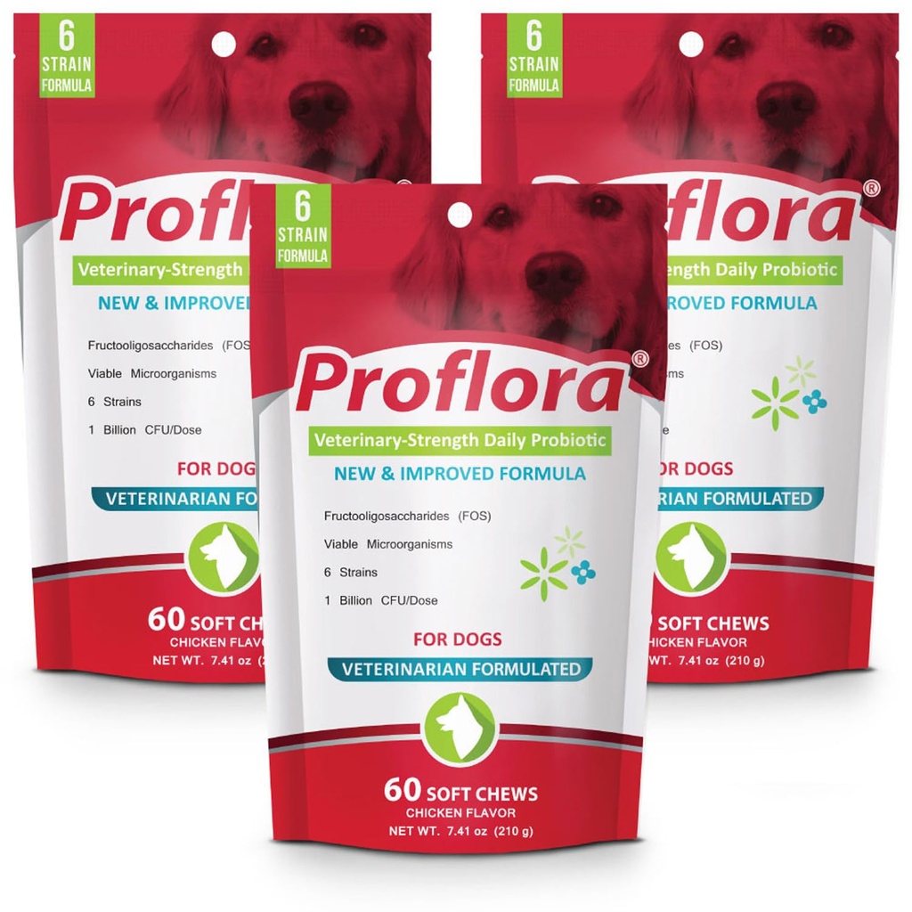 Proflora Probiotic Soft Chews pour chiens - Vétérinaire-Strength Probiotic quotidien - Digestion Health - Boost Imune System - Peau et Coat Health - 180 Soft Chews