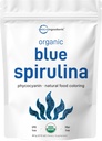 Poudre de spiruline bleue biologique (extrait de phycocyanine), 60 portions - Pas d'odeur de poisson, 100% de protéines végétales de l'algue bleue-verte, Coloration naturelle des aliments lumineux pour les smoothies, cuisson au four, boissons et cuisson
