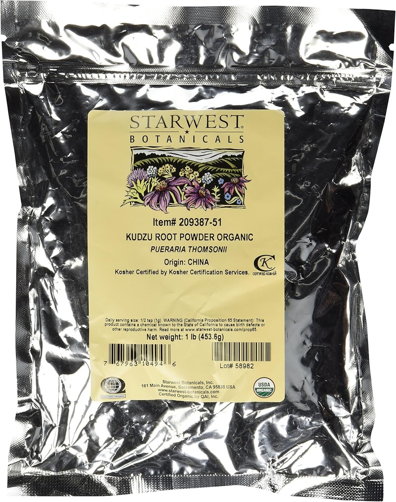Poudre de racine Kudzu biologique - Pueraria Thomsonii, 1 lb, (botaniques Starwest)