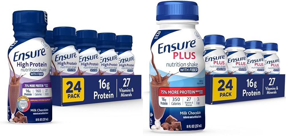 S'assurer d'une forte teneur en protéines Agiter avec la fibre et assurer plus de nutrition Agiter avec la fibre, 16 grammes de protéines, substitut de repas liquide, chocolat au lait, sans gluten, 8 Fl Oz (paquet de 24)