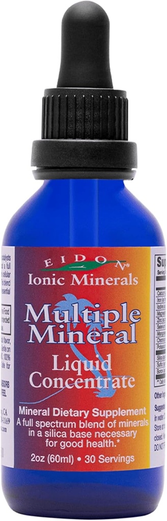 Supplément de minéraux multiples d'Eidon - Gouttes minérales de traces ioniques pour l'eau, Vitamines liquides naturelles pour soutenir la santé cardiaque et l'hydratation, Biodisponible, Pas d'additifs ou de conservateurs - 2 oz