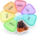 Quacc Cute Weekly Pill Organizer Travel 7 Day Portable Round Pill Case Box Pill Container Medcine Holder for Large Vitamine Fish Oil Pill Medice Supplement Storage - Rainbow