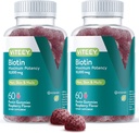 Viteey Biotin Gummies for Hair Skin and Nails - Biotin for Hair Growth Gummies - 10,000 mcg - Vegan, Gluten-Free, Non-GMO – 120 Count