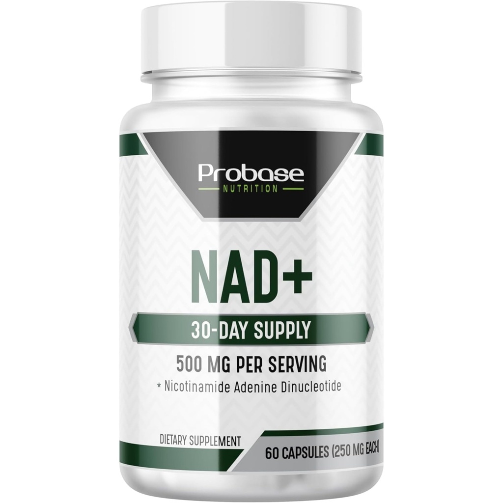 Probase Nutrition Supplément NAD 500mg High Potency 30 Day Maximizer NAD similaire à Nicotinamide Riboside Vegan Non OGM Tiers testés