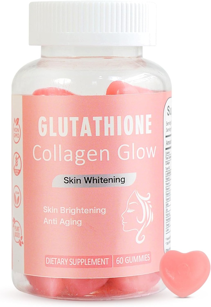 Gommies pour les femmes soins de la peau et de la santé, 60 Compte, pastèque saveur Collagène Glowing Gommies de la peau pour l'éclaircissement de la peau, Gommies bio à croquer vitamines, végétalien, sans gluten