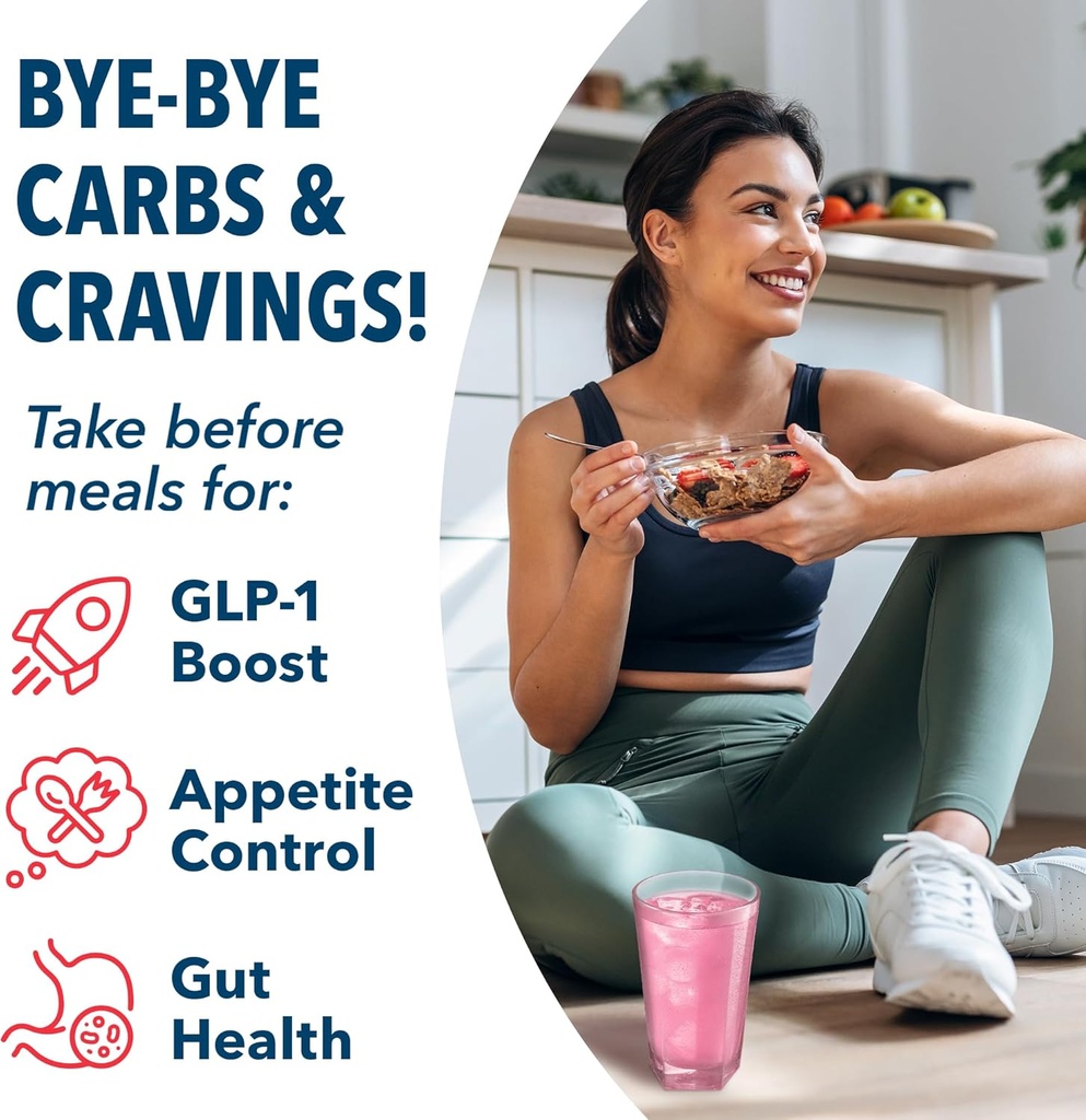 Bye-Bye Carbs - Mélange de boisson de blocage de glucides - Combattre les rages, se sentir plus long, et soutenir la digestion sans sucre et Keto Friendly - Fraise Kiwi