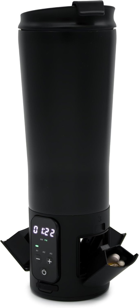 e-Pill Smart 12.5 oz en acier inoxydable Tumbler Pilule d'eau Organisateur et rappel de médicaments