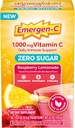 Emergen-C Zero Sugar 1000 mg Vitamine C Poudre pour Imune quotidienne Soutien Sans caféine Suppléments de vitamine C avec le zinc et le manganèse, B Vitamines et électrolytes, Lémonade framboise Saveur - 36 Compte
