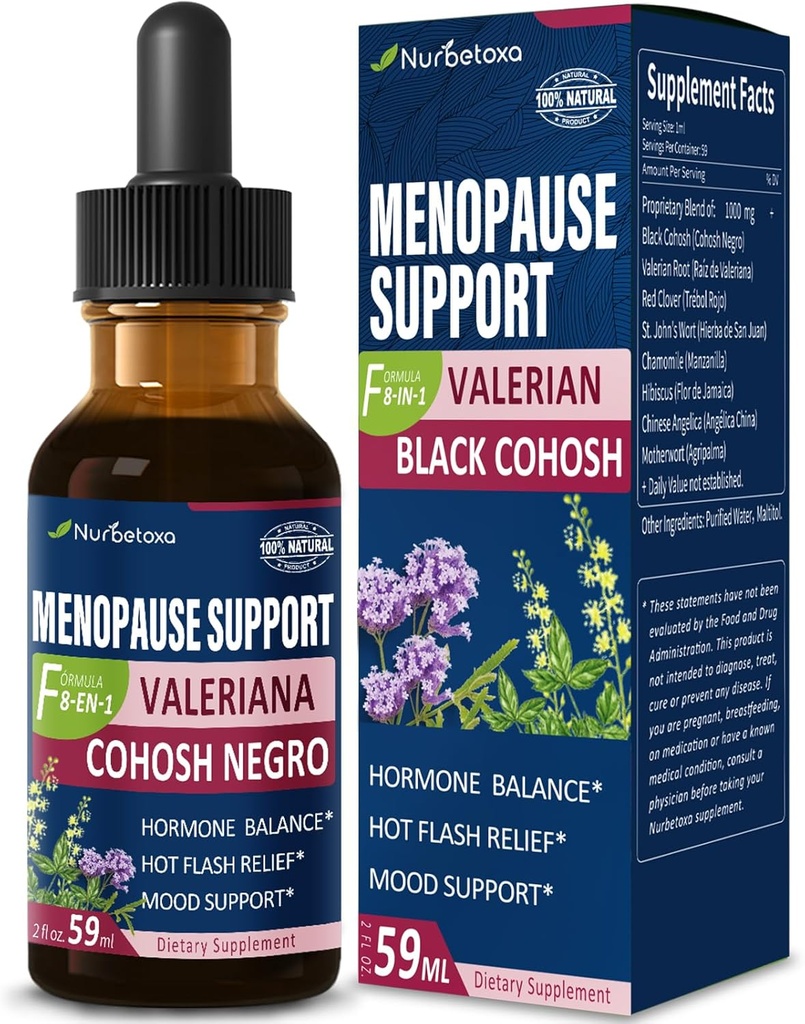 Supplément alimentaire Ménopause Soutien gouttes, Estroven Ménopause Relief Tecture pour les flashs chauds et les sueurs de nuit avec Cohosh noir, Valérien. 2 oz