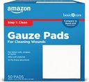 Pattes de gauze de soins de base, 4x4 pouces d'éponges stériles pour le nettoyage, la couverture et les coupures et blessures mineures, 50 comtes (paquet de 1), (précédemment tous les soins de santé)