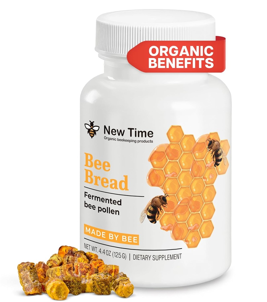 Pain d'abeille biologique - Polline d'abeille fermenté 4,4 oz (125g) Supplément multivitamine de Granules 100% naturel Superfood pour la croissance du sein, probiotique, protéines vitales, acides aminés