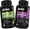Détox pour le corps et les capsules de charbon - Suppléments de soutien digestif intestinal pour la santé de Gut Stomach - Supplément intestinal Pro Gut Stomach - Complexe de noyer noir Wormwood