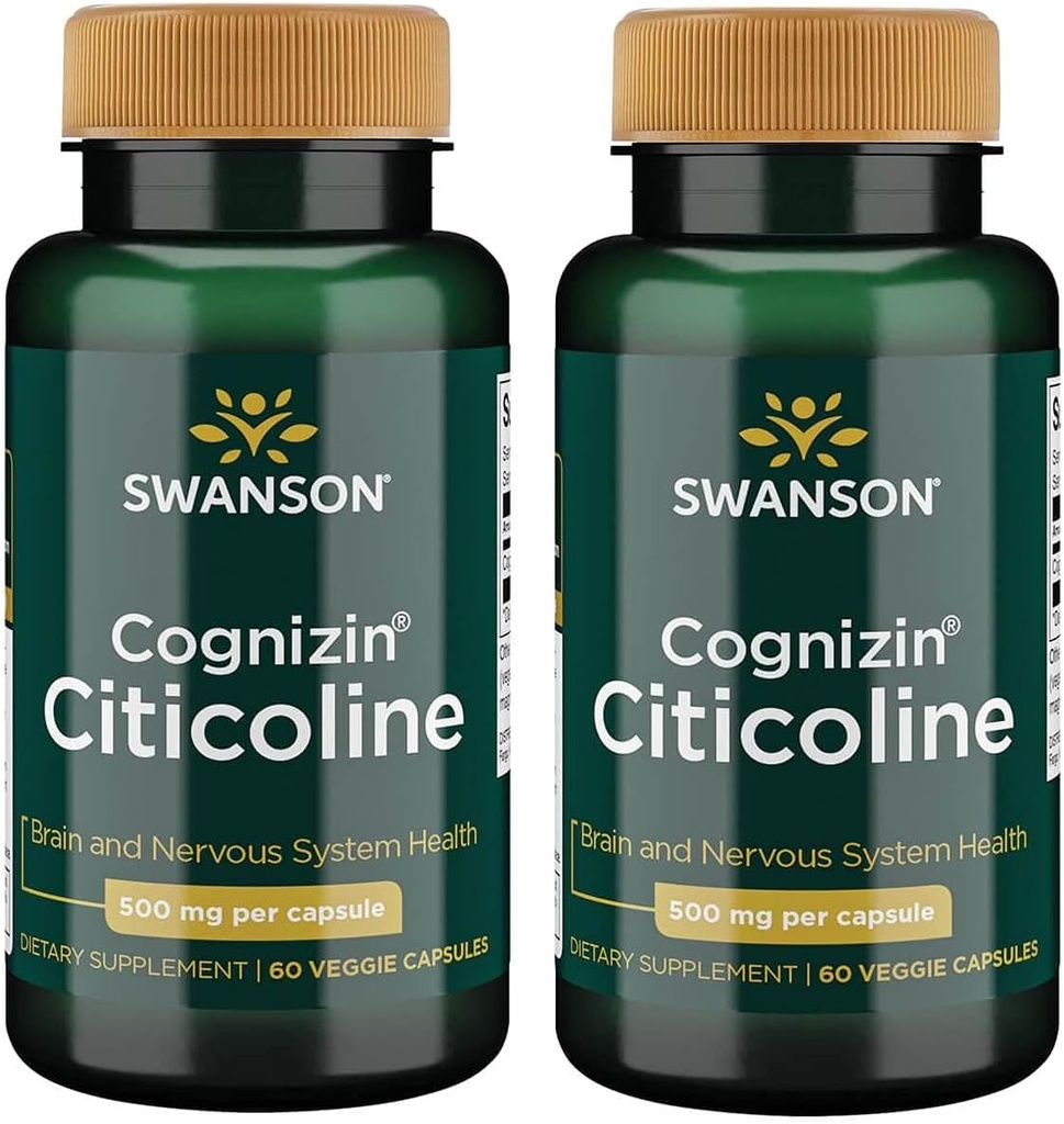 Swanson Cognizin Citicoline 1000 Milligrammes 60 Gélules (2 Pack)