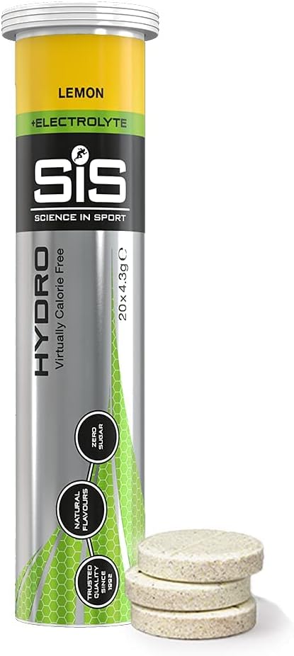 SIS Hydro Electrolyte Drink Tablets, Electrolyte Tabs for Hydration, Enhanced Endurance Sports Drink for Running, Cycling, Triathlon, Lemon - 20 Tablets - 1 Pack